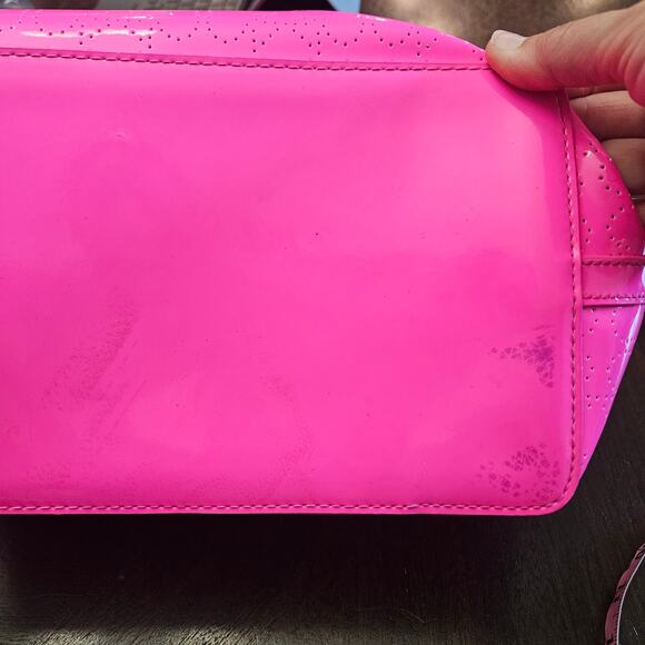 Kate Spade Harmony Metro Perforated Heart Tote Bag Hot Pink Patent Poly Vinyl - Picture 6 of 16